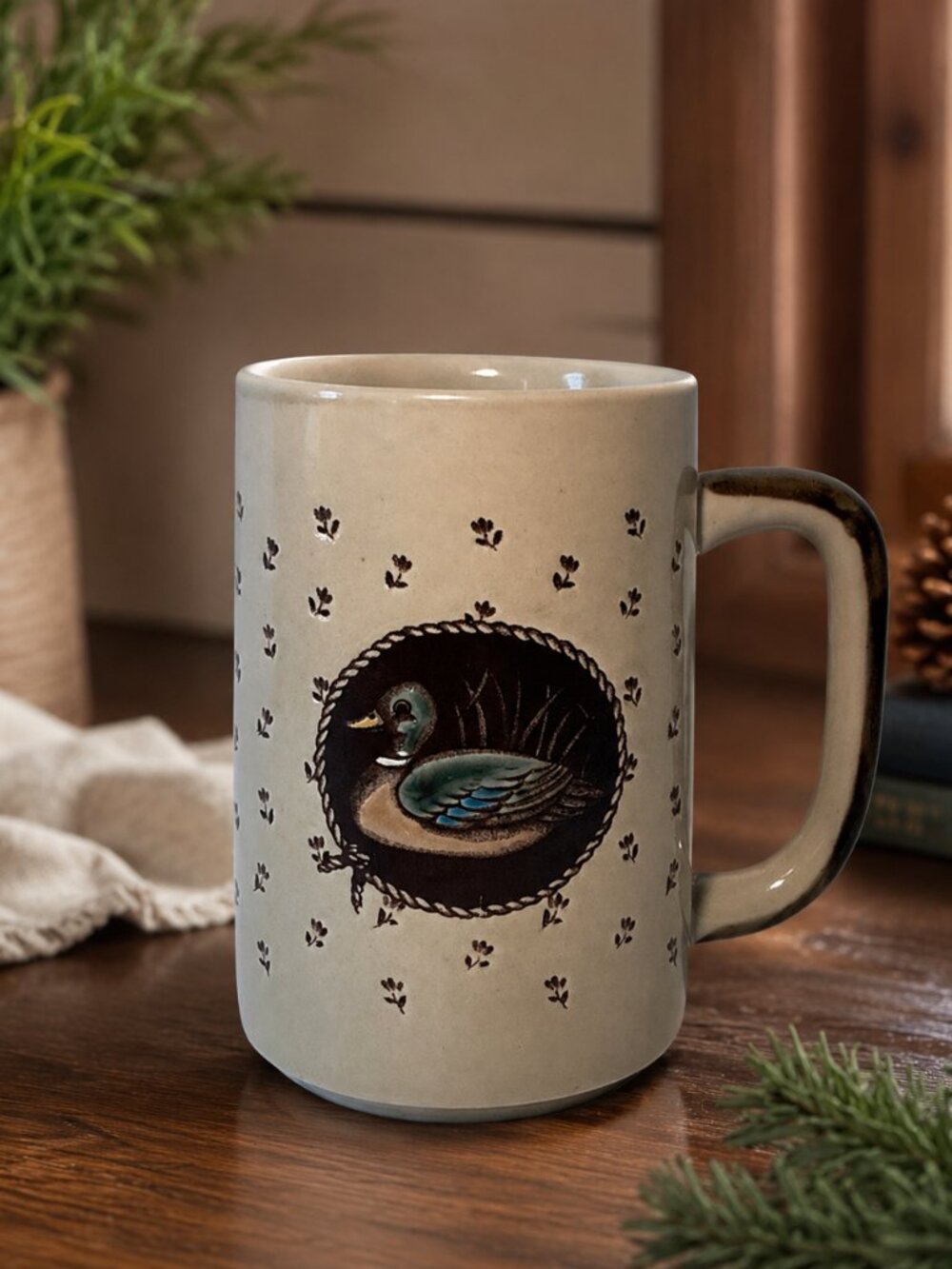 Vintage Mallard Duck Stoneware Coffee Mug